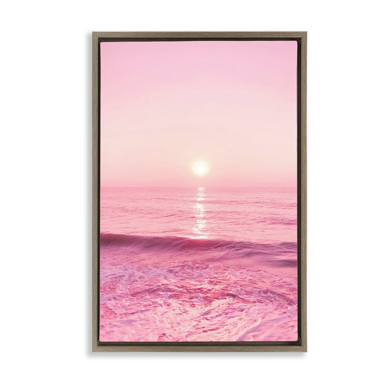 Stupell Industries Peachy Pink Sunset Framed Floater Canvas Wall Art Design by Nataly White